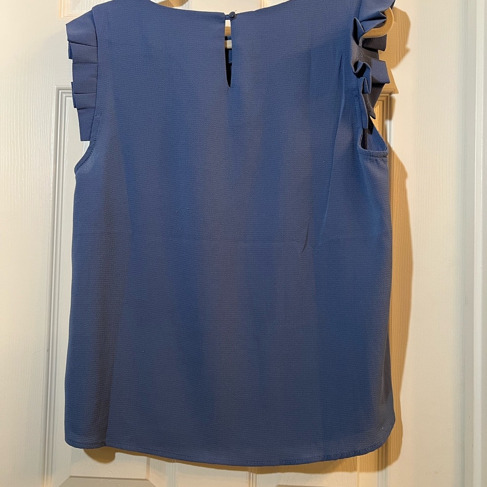 🦋 Monteau Blue Ruffle Sleeve Blouse size xlarge - Picture 4 of 5